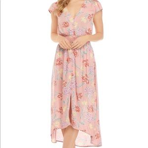 BeBop Junior’s Button Front Cap Sleeve Maxi Dress